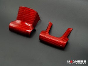 FIAT 500 Steering Wheel Trim Set - 2 pieces - Bottom Trim - Carbon Fiber Red Pearl Finish